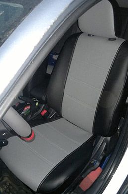 Авточехлы для Mitsubishi ASX Вид №2 ЭКОКОЖА ЧЕРНАЯ + вставка экокожа темно-серая перфорация