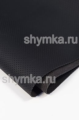 Eco microfiber leather with perforation Nappa PN 2101 BLACK thickness 1,5mm width 1,4m
