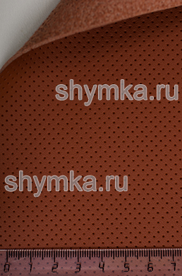 Экокожа на микрофибре с псевдо-перфорацией Швайцер 
Наппа 740314 КРАСНО-КОРИЧНЕВАЯ т.1,5мм ш.1,35м