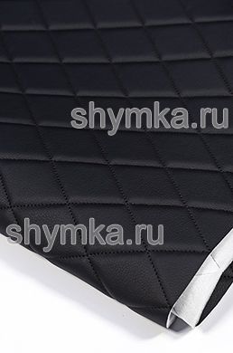 Экокожа Орегон на поролоне 5мм на спанбонде 
ЧЕРНАЯ стеганная ШОКОЛАДНОЙ №350 ниткой 
РОМБ 45х45мм