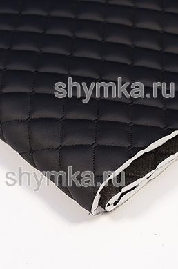 Экокожа Орегон на поролоне 10мм на черном
спанбонде 60г/кв.м ЧЕРНАЯ стеганная ЧЕРНОЙ
 ниткой КВАДРАТ НЕО 35х35мм