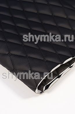 Экокожа Орегон на поролоне 10мм на черном 
спанбонде 60г/кв.м ЧЕРНАЯ стеганная ЧЕРНОЙ
ниткой РОМБ ДЕКОРАТИВНЫЙ 45х45мм
