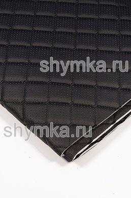 Экокожа Орегон ПЕРФОРАЦИЯ на поролоне 5мм
на черном спанбонде 60г/кв.м ЧЕРНАЯ стеганная
ЧЕРНОЙ ниткой КВАДРАТ НЕО 35х35мм