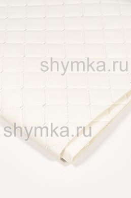 Экокожа Орегон на поролоне 5мм на белом
спанбонде 60г/кв.м БЕЛАЯ стеганная
БЕЛОЙ ниткой КВАДРАТ НЕО 35х35мм