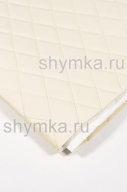Eco leather Oregon on foam rubber 5mm and white spunbond 60g/sq.m IVORY quilted with CREAM №1354 thread RHOMBUS 45x45mm width 1,4m