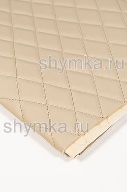 Eco leather Oregon on foam rubber 5mm and beige spunbond 60g/sq.m BEIGE quilted with BEIGE №343 thread RHOMBUS 45x45mm width 1,4m