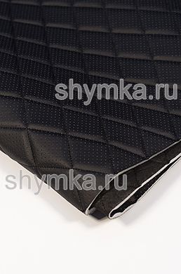 Экокожа Орегон ПЕРФОРАЦИЯ на поролоне 5мм
на черном спанбонде 60г/кв.м ЧЕРНАЯ стеганная
ЧЕРНОЙ ниткой РОМБ 45х45мм