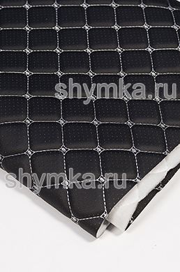 Экокожа Орегон ПЕРФОРАЦИЯ на поролоне 5мм
на спанбонде ЧЕРНАЯ стеганная
БЕЛОЙ ниткой КВАДРАТ ДЕКОРАТИВНЫЙ 35х35мм