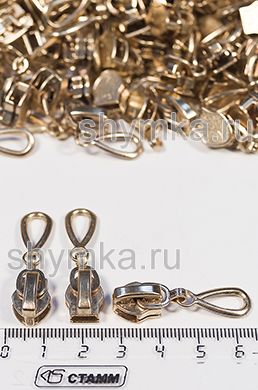Бегунок для молнии СПИРАЛЬНОЙ
тип №7 декоративный РУССКОЕ ЗОЛОТО