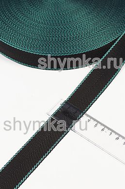 Лента окантовочная Nova ДВУХЦВЕТНАЯ ширина 30мм 
плотность 14г/м ЧЕРНАЯ 
с каймой ИЗУМРУДНОЙ