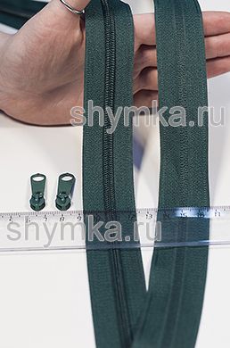 Молния рулонная метражом СПИРАЛЬНАЯ тип №5 
ТЕМНО-ЗЕЛЕНАЯ цвет 272