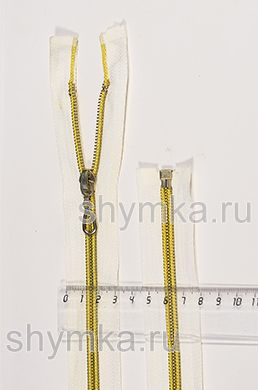 Молния СПИРАЛЬНАЯ тип №7
РАЗЪЕМНАЯ длина 40см БЕЛАЯ №101 декор ЗОЛОТО