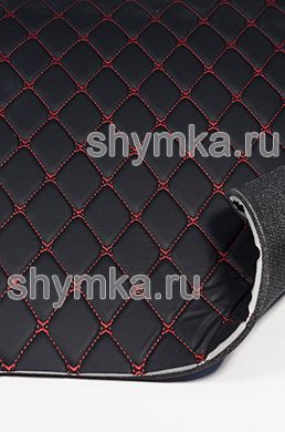 Ковролин СТЕЖКА Ромб 45х45мм КРАСНОЙ ниткой по 
ЧЕРНОЙ винилискоже на поролоне 5мм + НПЭ 5мм