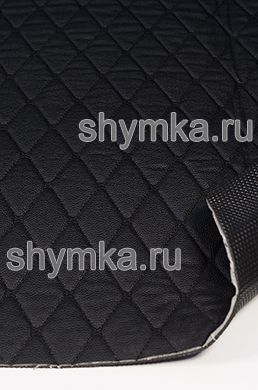 Ковролин СТЕЖКА Ромб ДЕКОР 45х45мм ЧЕРНОЙ ниткой по ЧЕРНОЙ винилискоже на поролоне 3мм + НПЭ 3мм с черной ПЭТ подложкой ширина 1,5м