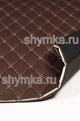 Ковролин ПЛОТНЫЙ СТЕЖКА Ромб ДЕКОР 45х45мм 
БЕЖЕВОЙ ниткой по ШОКОЛАДНОЙ винилискоже 
на пенке 6мм + пенка 5мм с черной 
ПЭТ подложкой ширина 1,5м