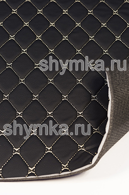 Ковролин СТЕЖКА Ромб 45х45мм БЕЖЕВОЙ ниткой по 
ЧЕРНОЙ винилискоже на поролоне 5мм + НПЭ 
5мм с подложкой Антислип