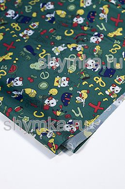 Ткань Оксфорд 210D 100г/кв.м водоотталкивающая 
1000PU Принт КОТЫ НА ЗЕЛЕНОМ ширина 1,45м