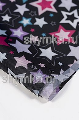 Ткань Оксфорд 210D 110г/кв.м водоотталкивающая 
1000PU Принт ЗВЕЗДЫ НА ЧЕРНОМ ширина 1,45м