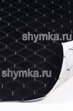 Велюр Классик на поролоне 3мм на дублерине
 ЧЕРНЫЙ стеганный ТЕМНО-СЕРОЙ ниткой
ДВОЙНОЙ РОМБ 35х35мм