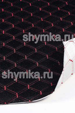 Велюр Классик на поролоне 3мм на дублерине
 ЧЕРНЫЙ стеганный КРАСНОЙ ниткой
ДВОЙНОЙ РОМБ 35х35мм
