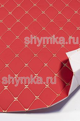 Винилискожа на поролоне 3мм на дублерине
ЯРКО-КРАСНАЯ стеганная БЕЖЕВОЙ ниткой
РОМБ ДЕКОРАТИВНЫЙ 50х50мм