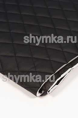 Винилискожа Орегон на поролоне 10мм на черном 
спанбонде 60г/кв.м ЧЕРНАЯ стеганная ЧЕРНОЙ 
ниткой РОМБ 45х45мм