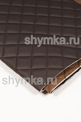 Винилискожа Орегон на поролоне 5мм на коричневом  
спанбонде 60г/кв.м ШОКОЛАДНАЯ стеганная ШОКОЛАДНОЙ №350 ниткой КВАДРАТ 35х35мм