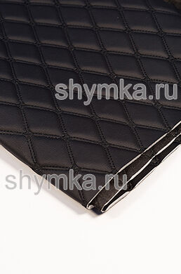 Винилискожа Орегон на поролоне 5мм на черном 
спанбонде 60г/кв.м ЧЕРНАЯ 
стеганная ЧЕРНОЙ ниткой 
ДВОЙНОЙ РОМБ ДЕКОРАТИВНЫЙ 45х45мм