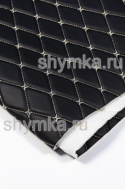 Винилискожа Орегон на поролоне 5мм на спанбонде 
ЧЕРНАЯ стеганная БЕЖЕВОЙ №1358 ниткой 
РОМБ ДЕКОРАТИВНЫЙ 45х45мм