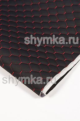 Винилискожа Орегон на поролоне 5мм на спанбонде 
ЧЕРНАЯ стеганная КРАСНОЙ №6212 ниткой СОТА МИНИ