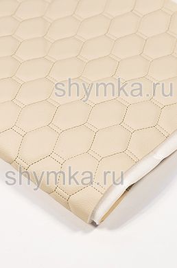 Винилискожа Орегон на поролоне 5мм на спанбонде 
КРЕМОВАЯ стеганная БЕЖЕВОЙ ниткой СОТА 2