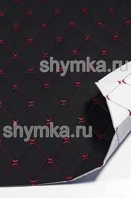 Винилискожа на поролоне 3мм на дублерине
ЧЕРНАЯ стеганная КРАСНОЙ ниткой
РОМБ ДЕКОРАТИВНЫЙ 50х50мм