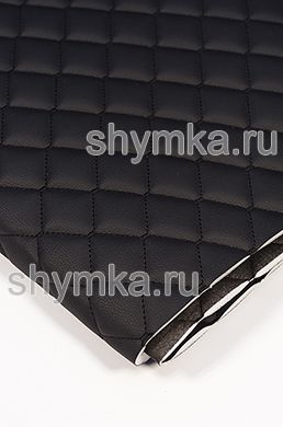 Винилискожа Орегон на поролоне 10мм 
на черном спанбонде 60г/кв.м ЧЕРНАЯ стеганная 
ЧЕРНОЙ ниткой РОМБ НЕО 35х35мм