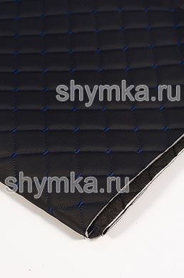 Винилискожа Орегон на поролоне 5мм
на черном спанбонде 60г/кв.м ЧЕРНАЯ стеганная
ТЕМНО-СИНЕЙ №1319 ниткой КВАДРАТ НЕО 35х35мм
