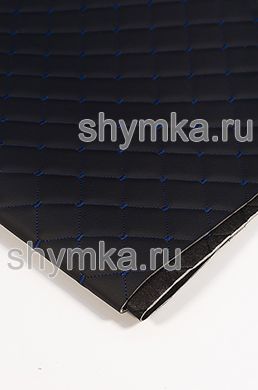 Винилискожа Орегон на поролоне 3мм
на черном спанбонде 60г/кв.м ЧЕРНАЯ стеганная
ТЕМНО-СИНЕЙ №1319 ниткой КВАДРАТ НЕО 35х35мм