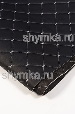 Винилискожа Орегон на поролоне 3мм
на черном спанбонде 60г/кв.м ЧЕРНАЯ стеганная
СЕРОЙ №1344 ниткой КВАДРАТ НЕО 35х35мм