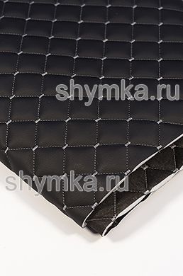 Винилискожа Орегон на поролоне 10мм
на черном спанбонде 60г/кв.м ЧЕРНАЯ стеганная
СЕРОЙ №1344 ниткой КВАДРАТ НЕО 35х35мм