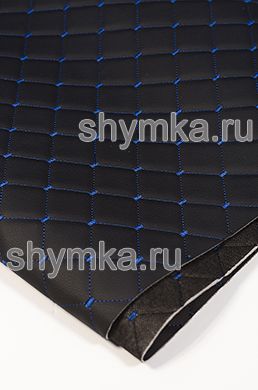 Винилискожа Орегон на поролоне 3мм
на черном спанбонде 60г/кв.м ЧЕРНАЯ стеганная
СИНЕЙ №1291 ниткой КВАДРАТ НЕО 35х35мм