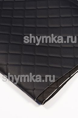 Винилискожа PVC-0,8 на поролоне 3мм 
на черном спанбонде 60г/кв.м ЧЕРНАЯ стеганная 
ЧЕРНОЙ ниткой КВАДРАТ НЕО 35х35мм