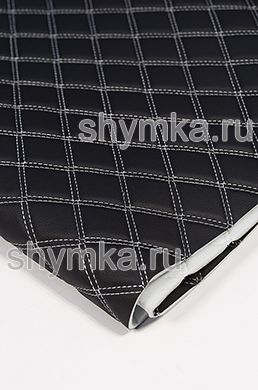 Винилискожа ПВХ-0,8 на поролоне 5мм со спанбондом 
ЧЕРНАЯ стеганная БЕЛОЙ ниткой 
ДВОЙНОЙ РОМБ 35х35мм