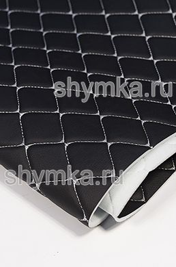 Винилискожа ПВХ-0,8 на поролоне 5мм со спанбондом 
ЧЕРНАЯ стеганная БЕЛОЙ ниткой 
РОМБ ДЕКОРАТИВНЫЙ 40х40мм