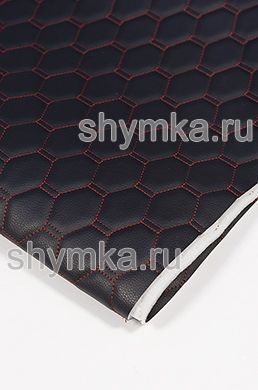 Винилискожа Орегон на поролоне 5мм на спанбонде 
ЧЕРНАЯ стеганная КРАСНОЙ ниткой СОТА 2