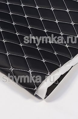 Винилискожа PVC-0,8 на поролоне 5мм со спанбондом 
ЧЕРНАЯ стеганная БЕЛОЙ ниткой 
РОМБ ДЕКОРАТИВНЫЙ 45х45мм