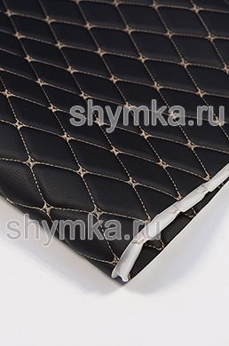 Винилискожа PVC-0,8 на поролоне 5мм со спанбондом 
ЧЕРНАЯ стеганная БЕЖЕВОЙ ниткой 
РОМБ ДЕКОРАТИВНЫЙ 45х45мм