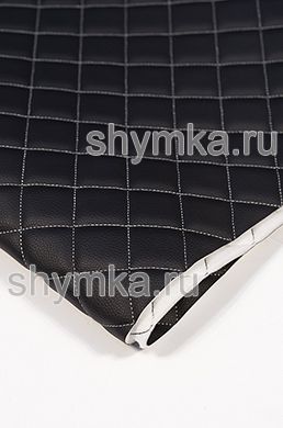Винилискожа PVC-0,8 на поролоне 5мм на спанбонде 
ЧЕРНАЯ стеганная СВЕТЛО-СЕРОЙ №1340 ниткой 
КВАДРАТ 35х35мм